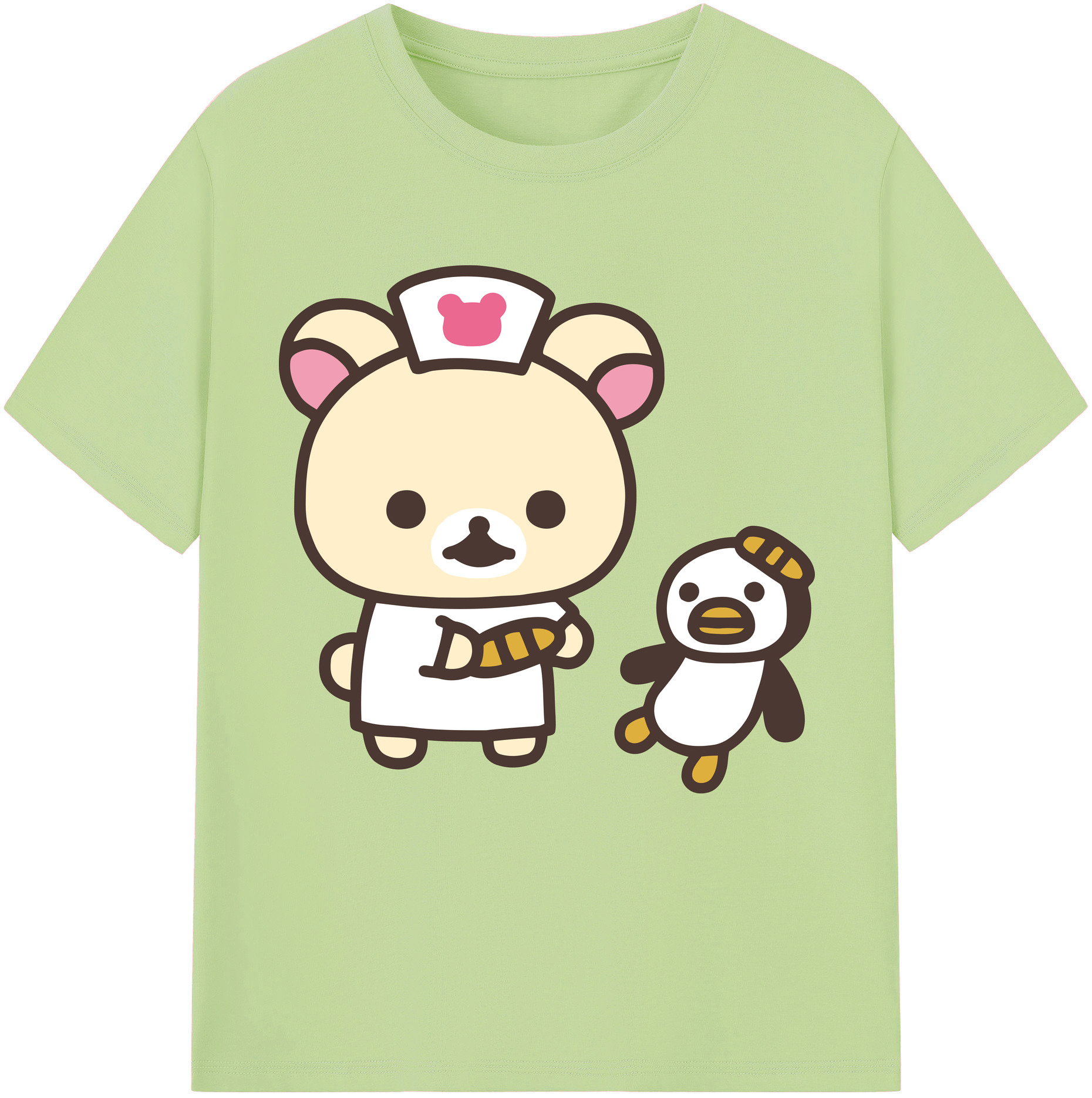 （画像用） リラックマ リラックマ キイロイトリ Rilakkuma Korilakkuma Kiiroitori 綿100％半袖Tシャツ（フロントプリント）